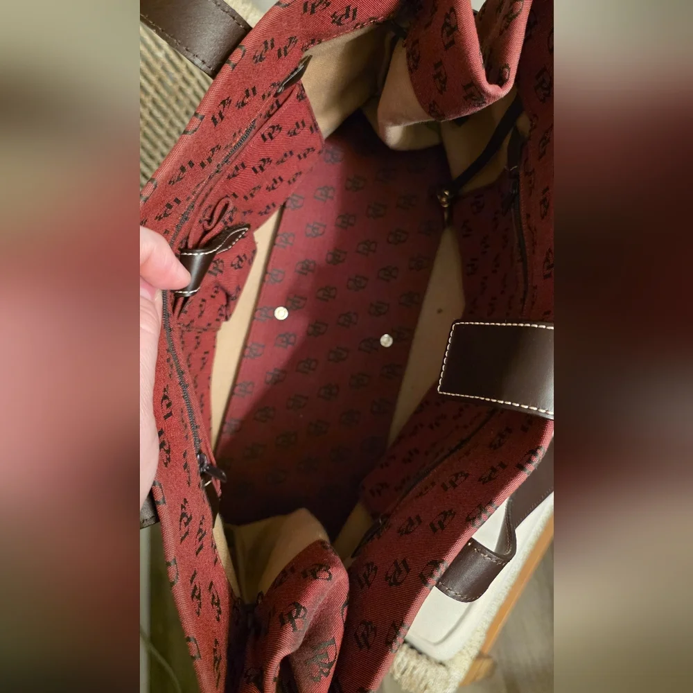 Dooney & Bourke Burgundy Tote with Brown Accents - Picture 6 of 6